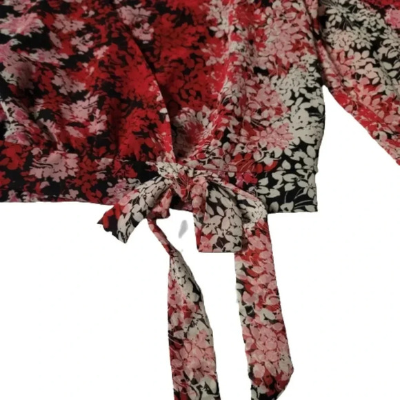 June & Hudson Red print cropped blouse Top Size XL - Picture 9 of 9